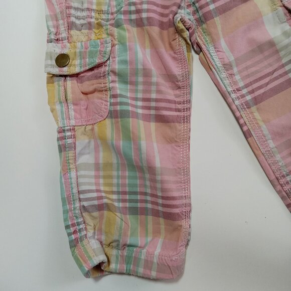 Joe Fresh Kids Child Long Shorts Size 5 Plaid Pink Green Beach Coastal School - Picture 2 of 11